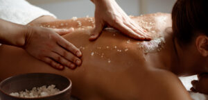 Woman receiving Rolling Sands massage
